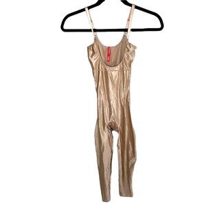 Spanx Suit Your Fancy Open Bust Catsuit Shapewear Beige Bodysuit XS